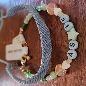 NWT PURA VIDA Braided Cord and Urban Outfitter As If Clueless Bead Bracelet Lot